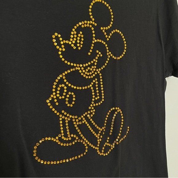 DISNEY 50th Anniversary Mickey Mouse Amber Rhinestone Embellished Cotton T-Shirt - Picture 6 of 13